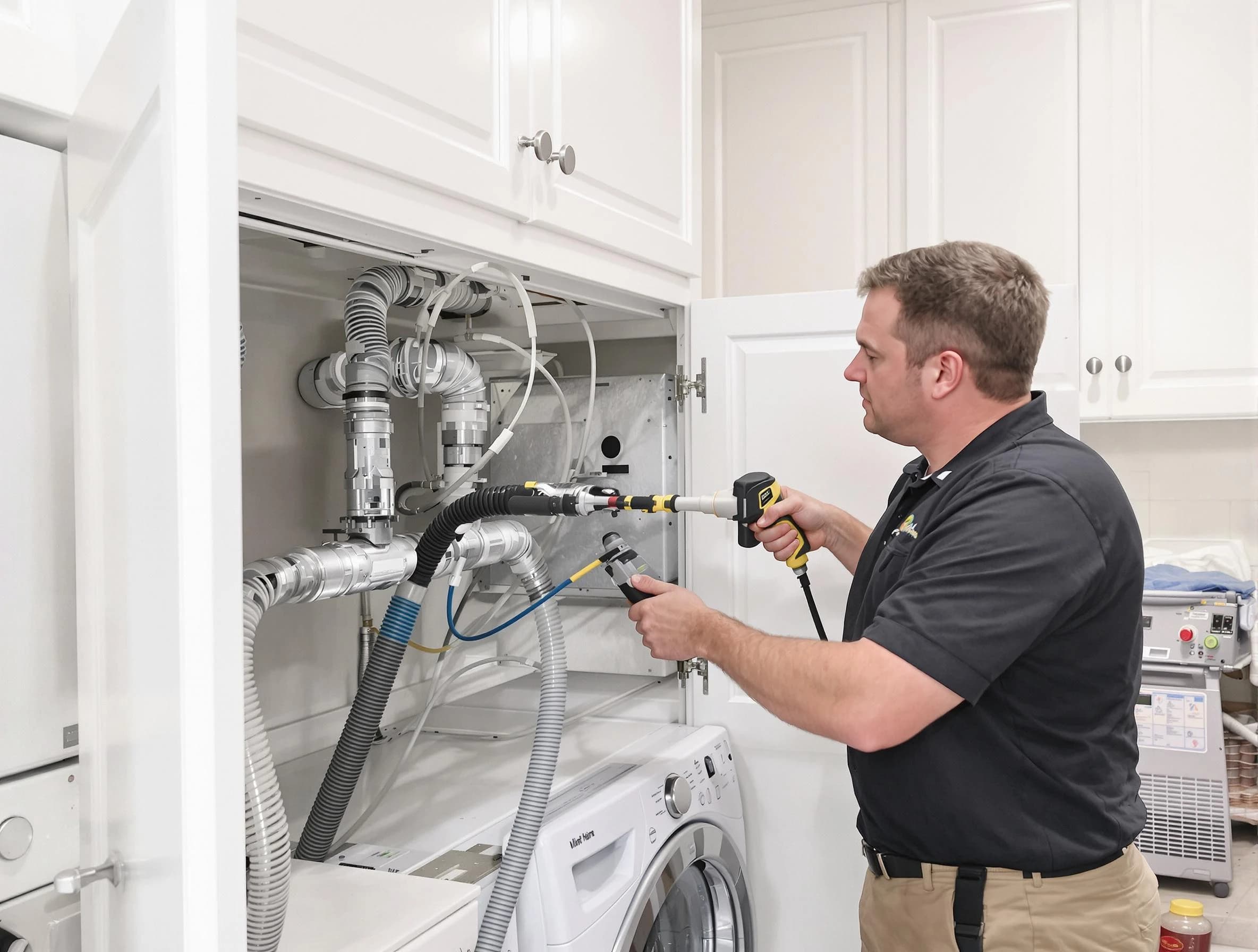 Union City Dryer Vent Cleaning professional removing severe blockage from a clogged dryer vent in Union City