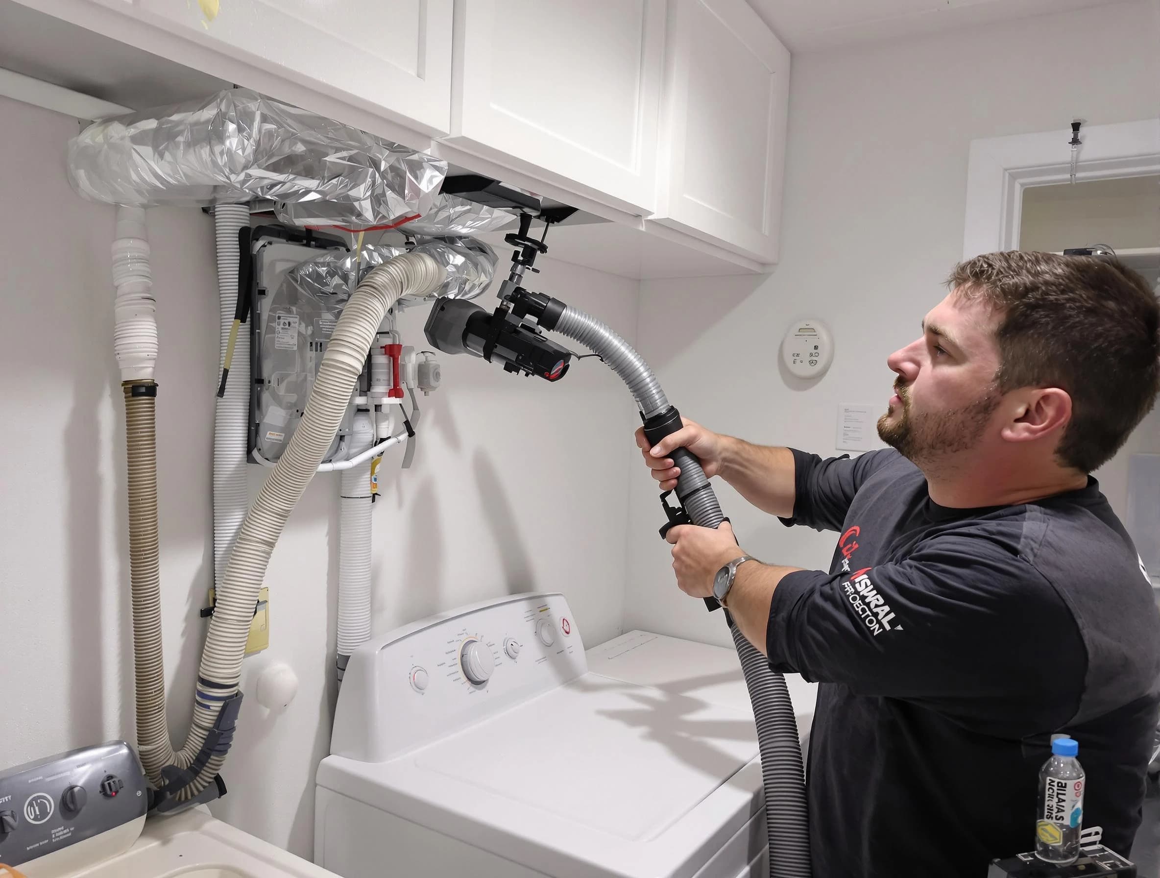 Union City Dryer Vent Cleaning certified technician performing safety-focused gas dryer vent cleaning in Union City